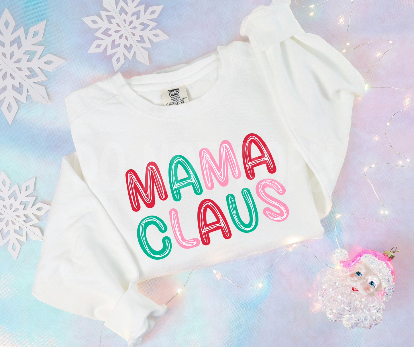 Mama Claus white tracing on letters-DTF