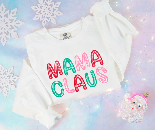 Mama Claus white tracing on letters-DTF