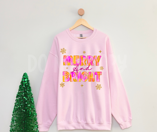 Merry Bright Pink Glitter-DTF