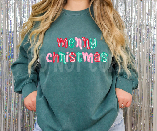Merry Christmas white writing on letters-DTF
