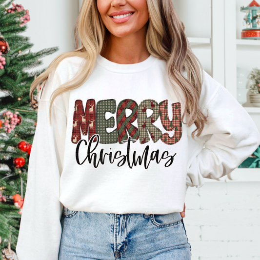 Merry Christmas Deer Plaid-DTF