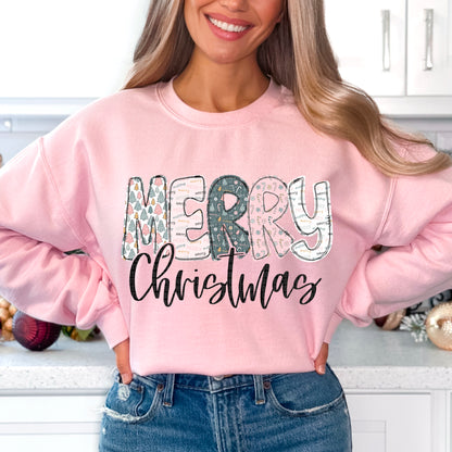 Merry pink green Christmas script-DTF