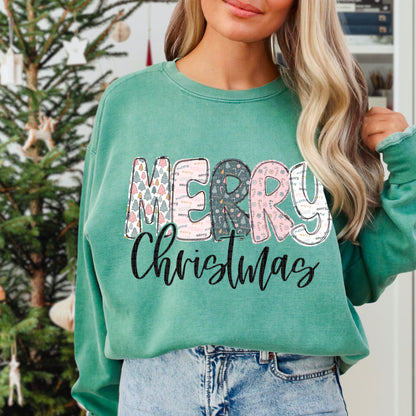 Merry pink green Christmas script-DTF