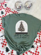 All is calm all is bright Christmas tree snow globe-DTF