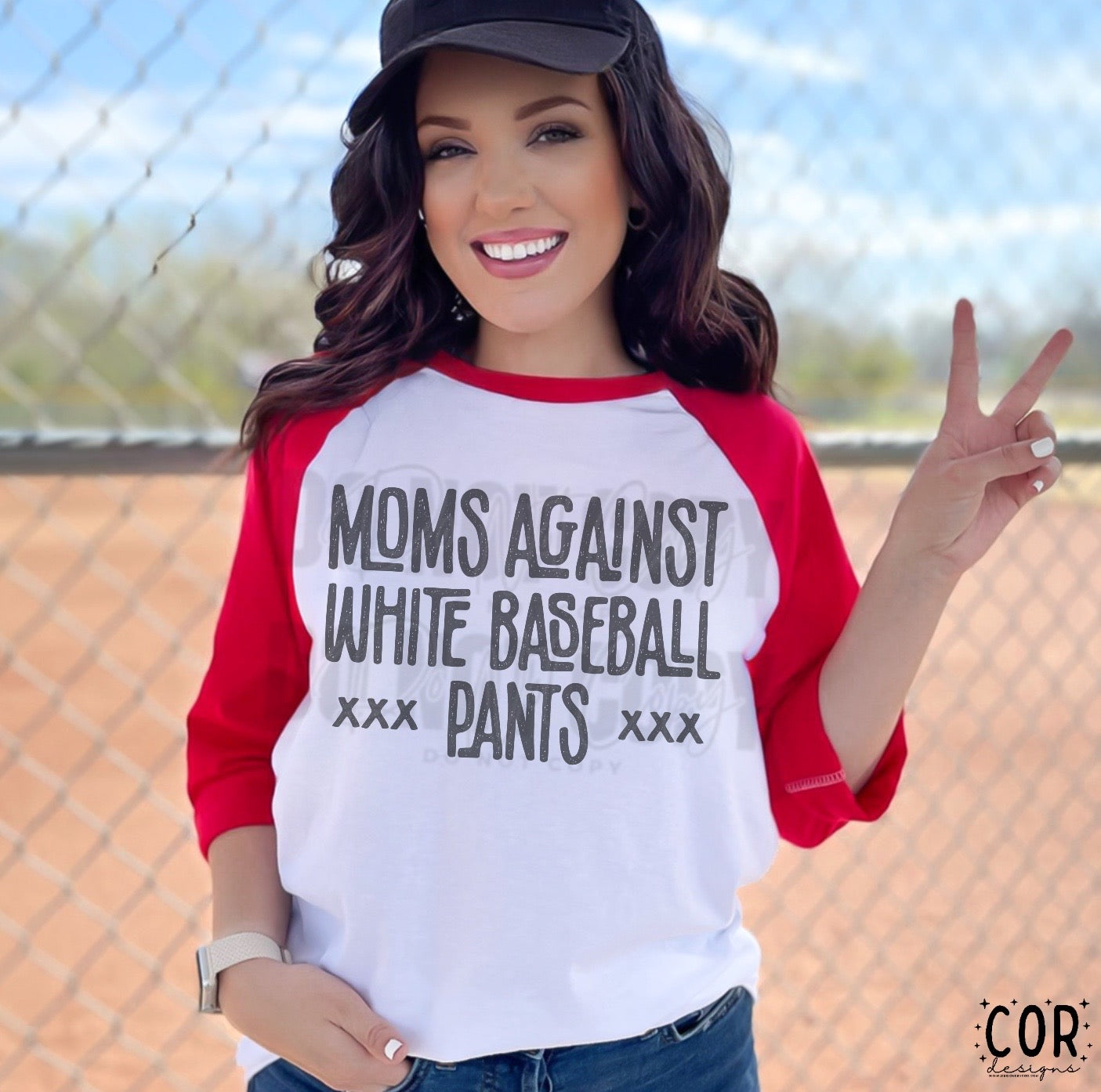 Moms Against White Baseball Pants Distressed Blk - DTF