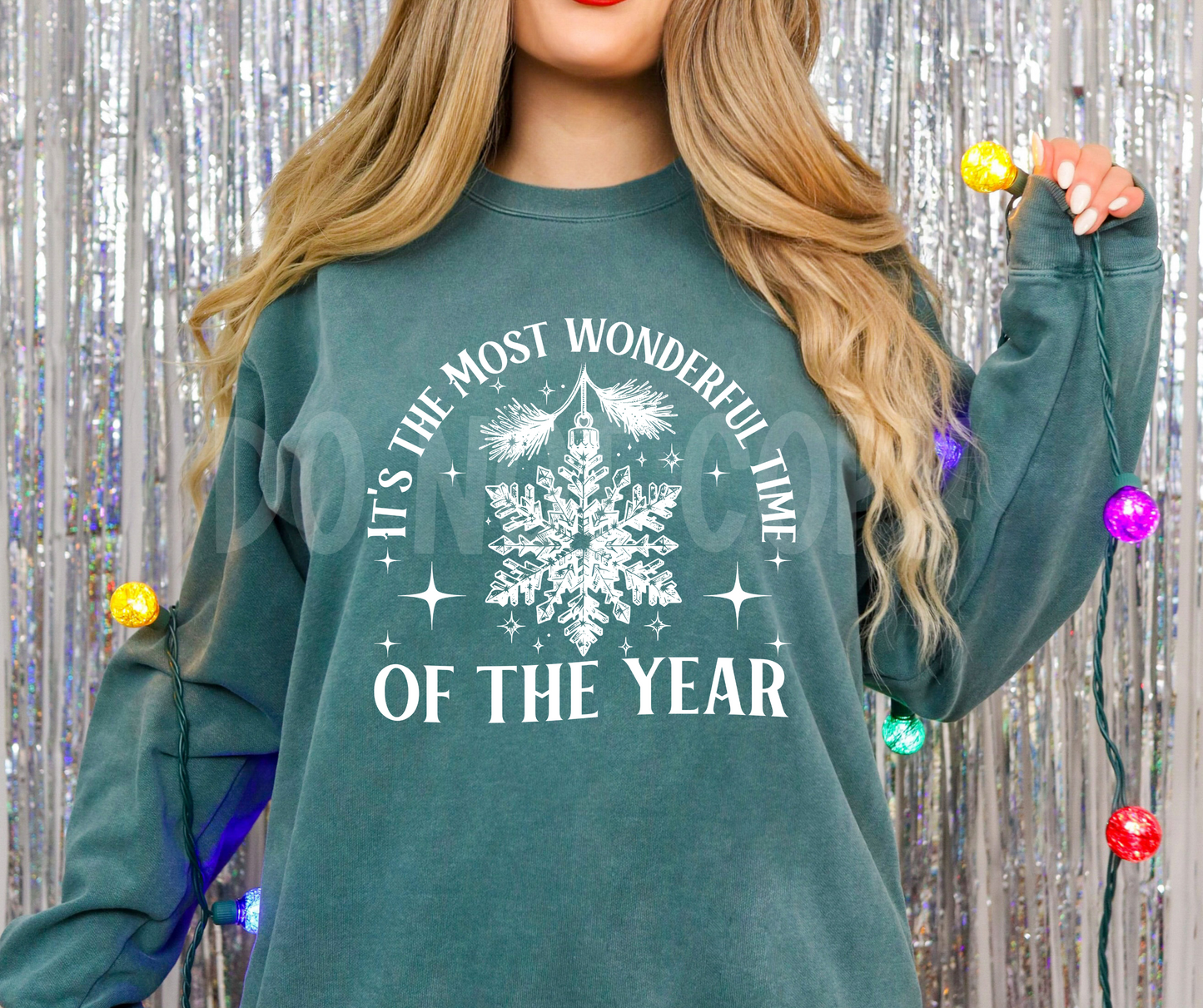 Most wonderful time white snowflake ornament-DTF