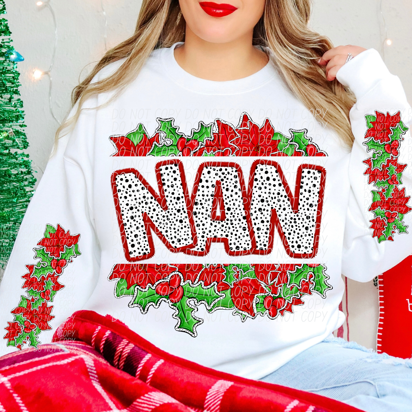 Split Holly Names & ONE Sleeve (dropdown)-DTF&UV