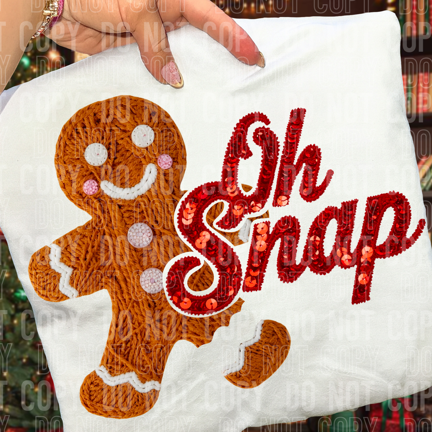 OH SNAP GINGERBREAD FAUX YARN SEQUINS-DTF&UV