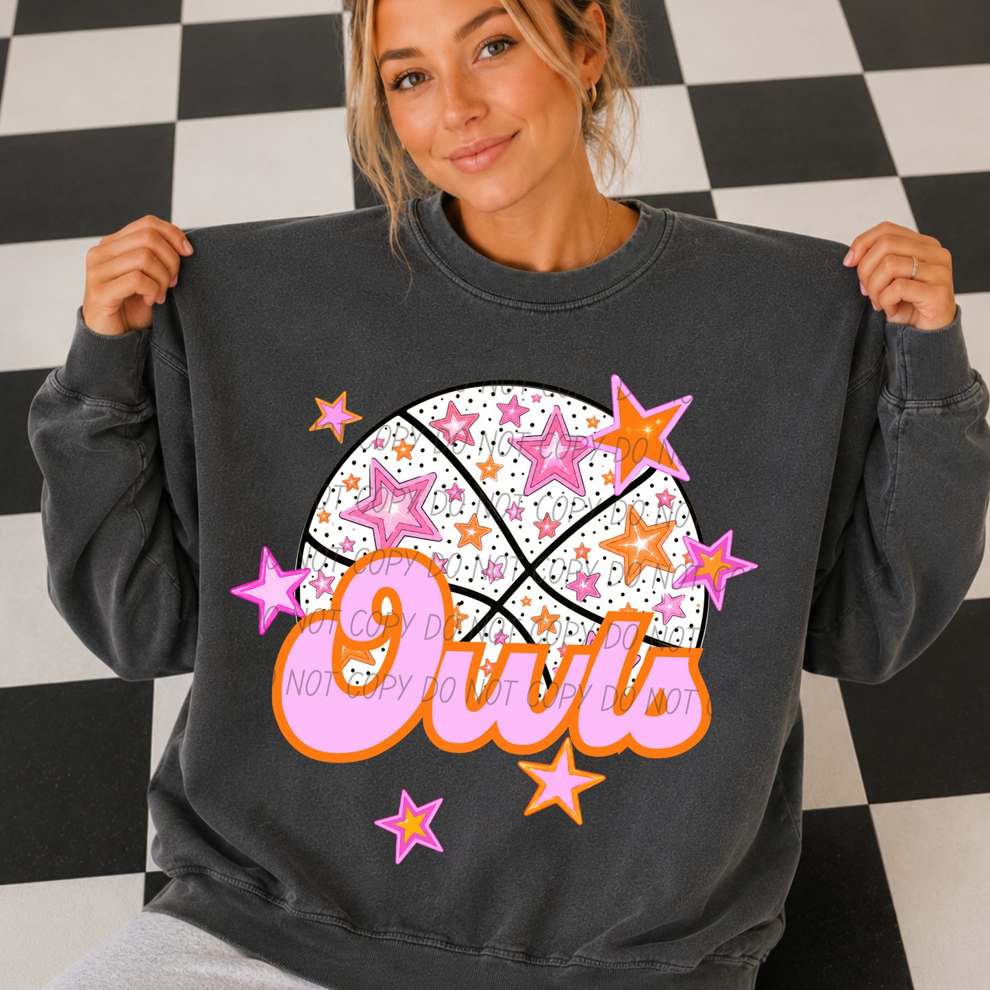 Basketball Pink Orange Stars Mascot (Dropdown)- DTF&UV