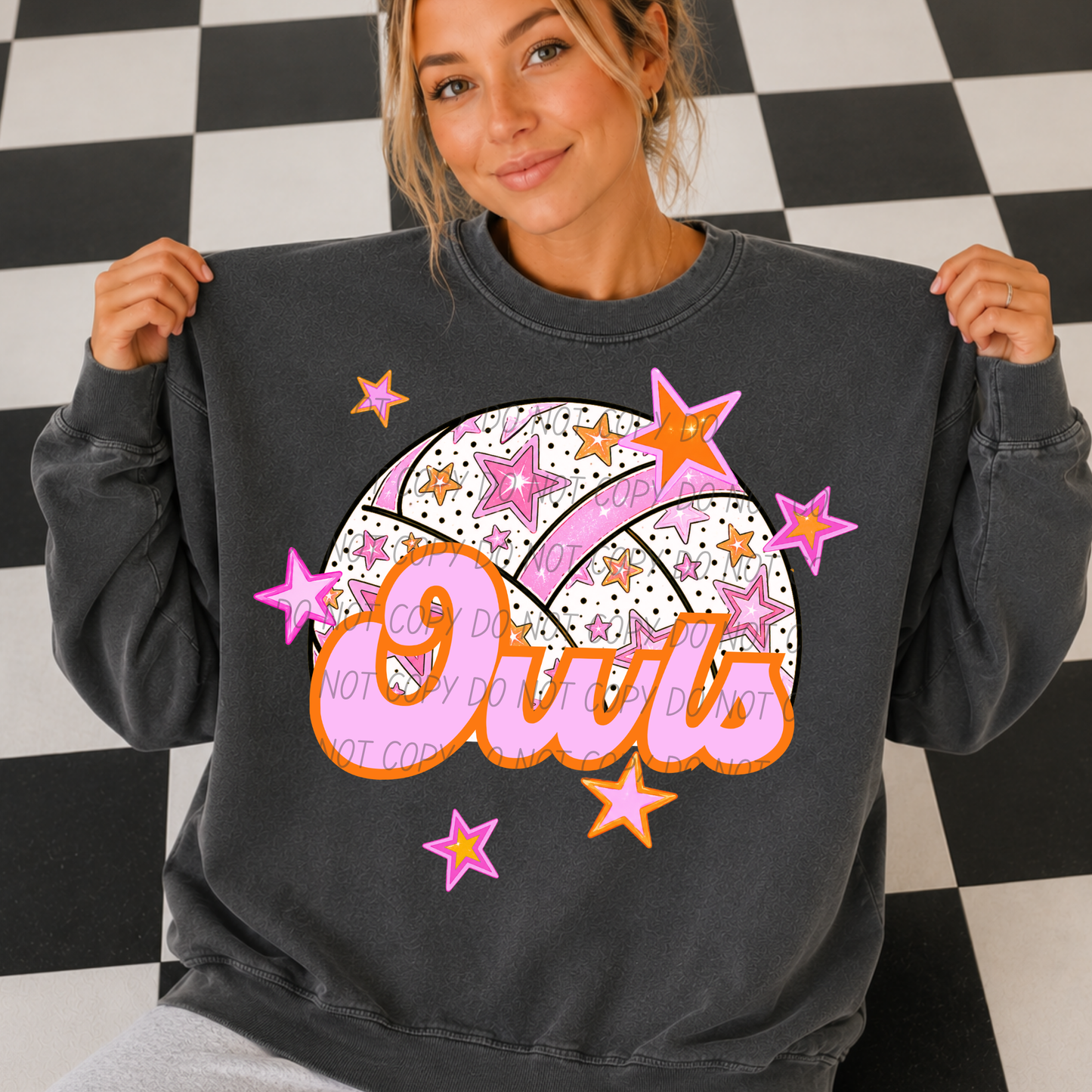 Volleyball Pink Orange Stars Mascot (Dropdown)- DTF&UV