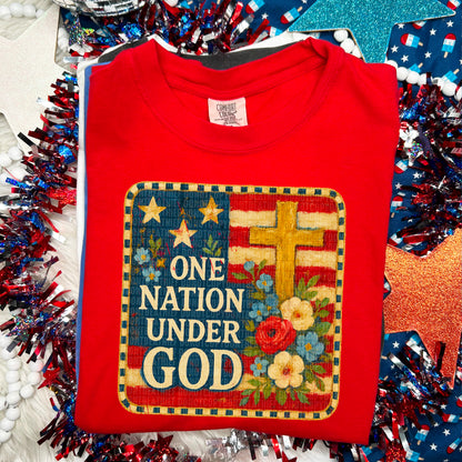 One Nation Under God checkered frame- DTF&UV