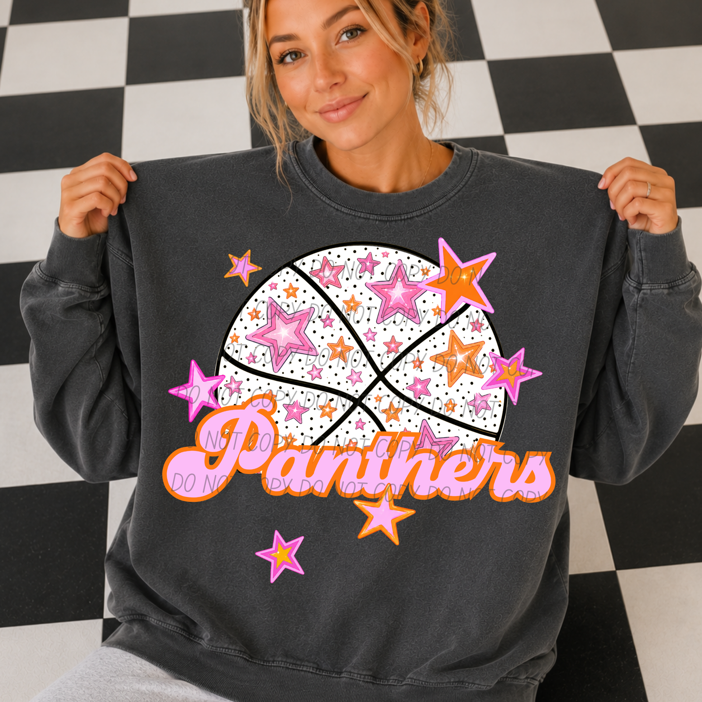 Basketball Pink Orange Stars Mascot (Dropdown)- DTF&UV