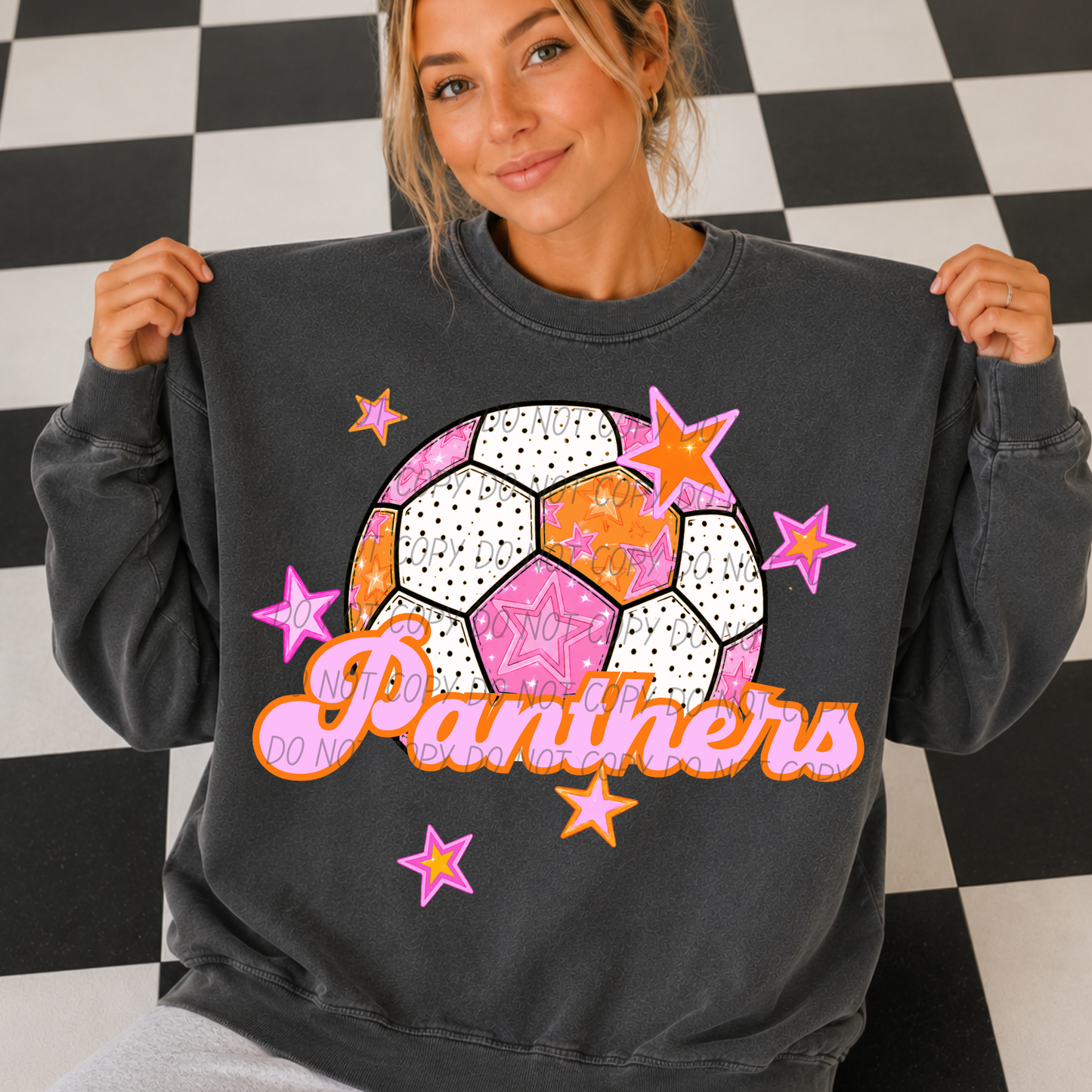 Soccer Pink Orange Stars Mascot (Dropdown)- DTF&UV