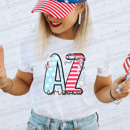 Patriotic States  with bow(Dropdown)-DTF