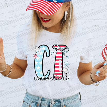 Patriotic States  with bow(Dropdown)-DTF