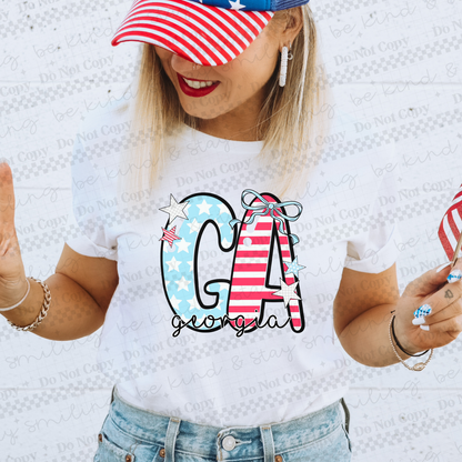 Patriotic States  with bow(Dropdown)-DTF