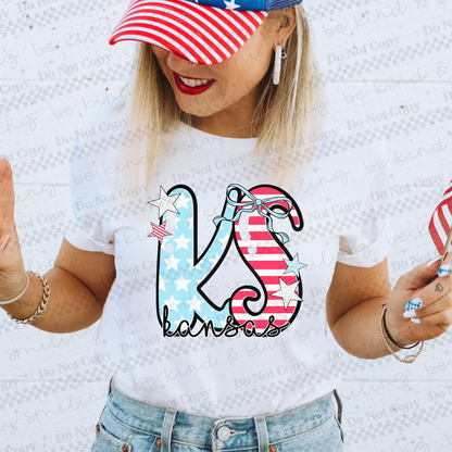 Patriotic States  with bow(Dropdown)-DTF