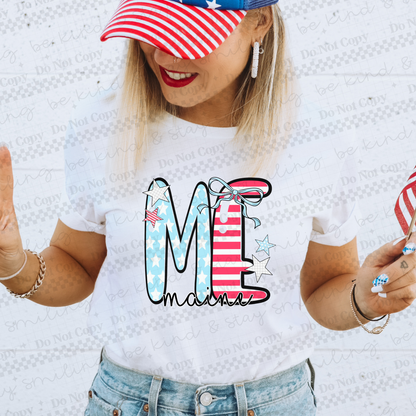 Patriotic States  with bow(Dropdown)-DTF
