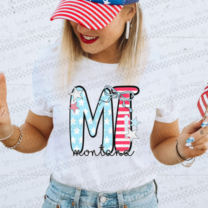 Patriotic States  with bow(Dropdown)-DTF