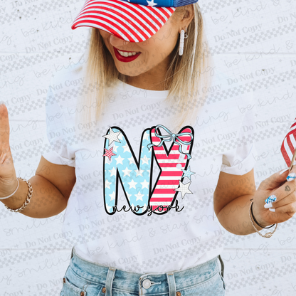 Patriotic States  with bow(Dropdown)-DTF