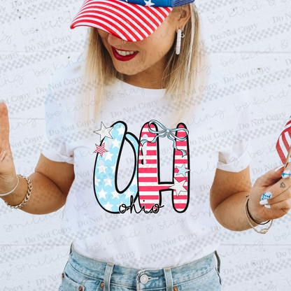 Patriotic States  with bow(Dropdown)-DTF