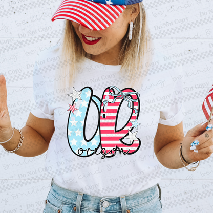 Patriotic States  with bow(Dropdown)-DTF