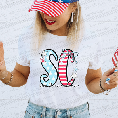 Patriotic States  with bow(Dropdown)-DTF
