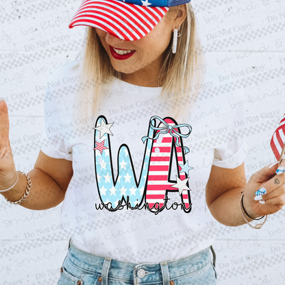 Patriotic States  with bow(Dropdown)-DTF
