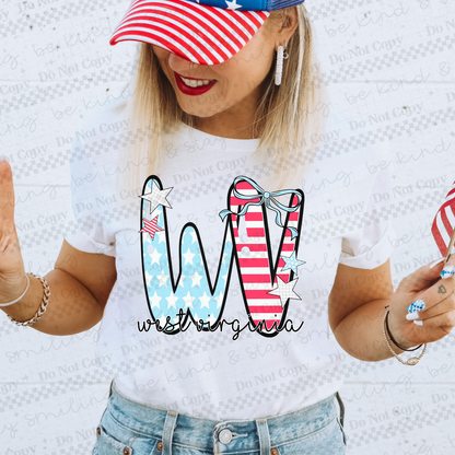 Patriotic States  with bow(Dropdown)-DTF
