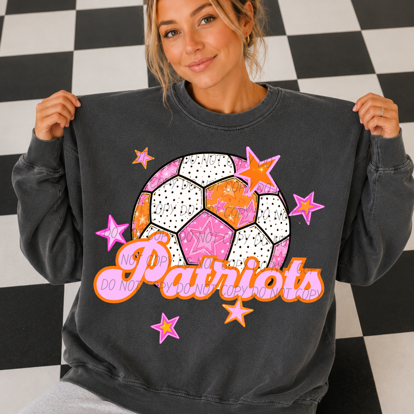 Soccer Pink Orange Stars Mascot (Dropdown)- DTF&UV