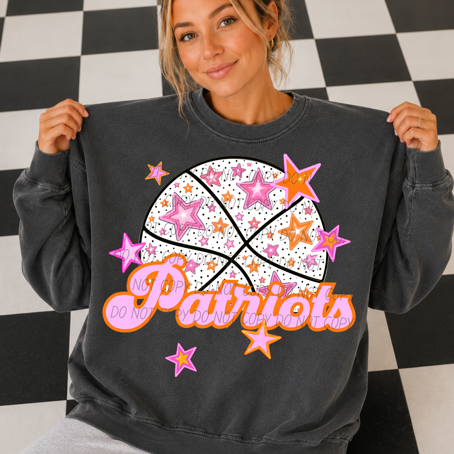 Basketball Pink Orange Stars Mascot (Dropdown)- DTF&UV