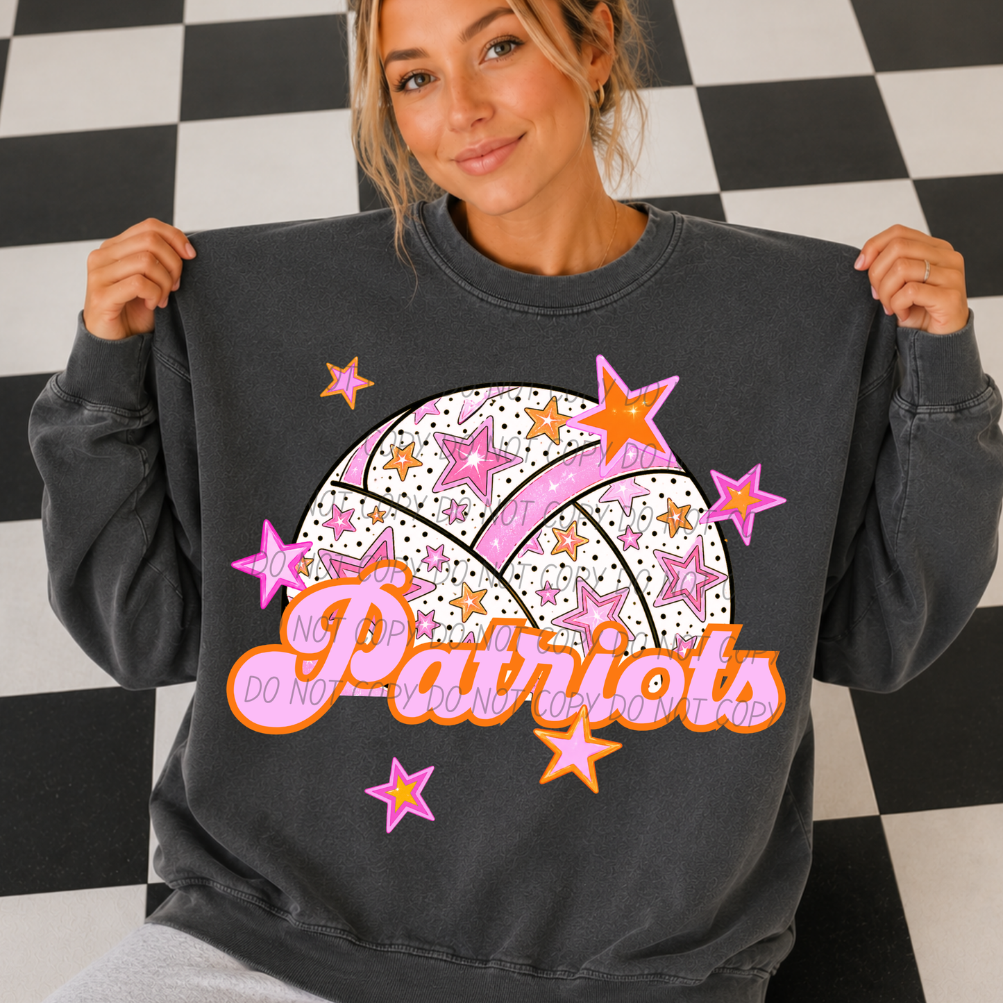 Volleyball Pink Orange Stars Mascot (Dropdown)- DTF&UV