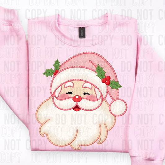 PINK SANTA FAUX EMBROIDERY -DTF&UV