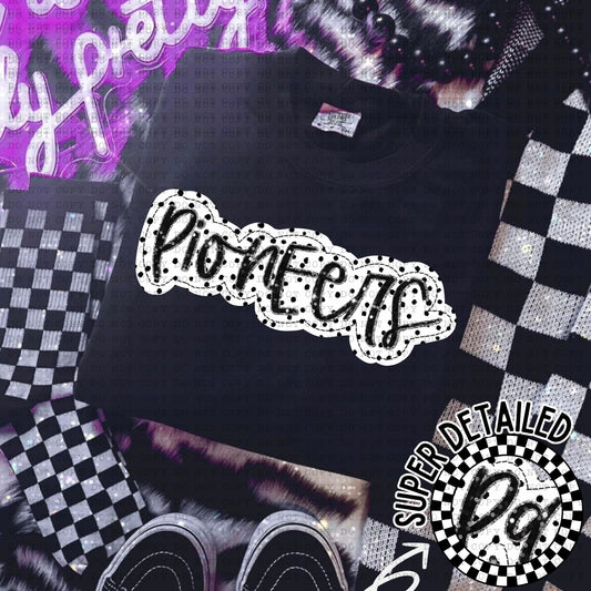 Pioneers Black And White Polka Dot Faux Stitch - DTF