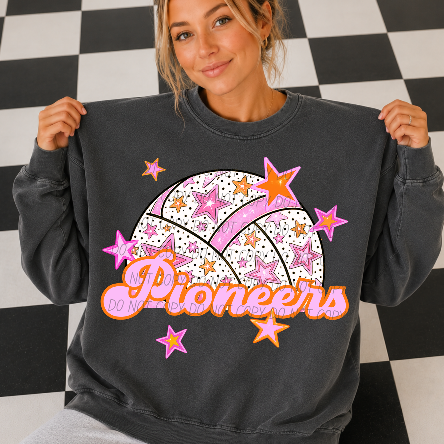 Volleyball Pink Orange Stars Mascot (Dropdown)- DTF&UV