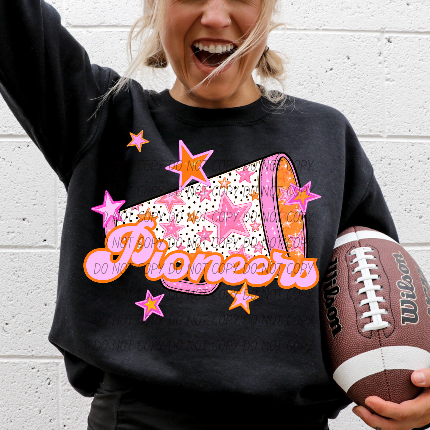 CHEER Pink Orange Stars Mascot (Dropdown)- DTF&UV