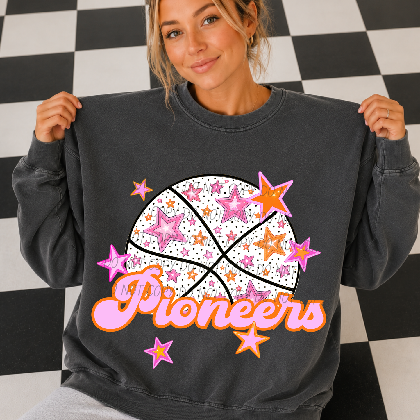Basketball Pink Orange Stars Mascot (Dropdown)- DTF&UV