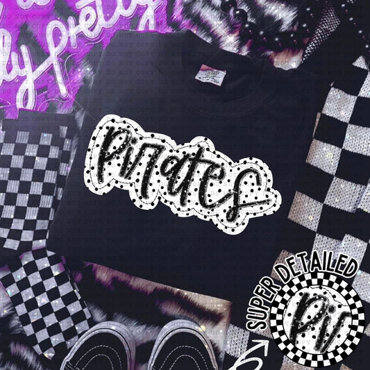Pirates Black And White Polka Dot Faux Stitch - DTF