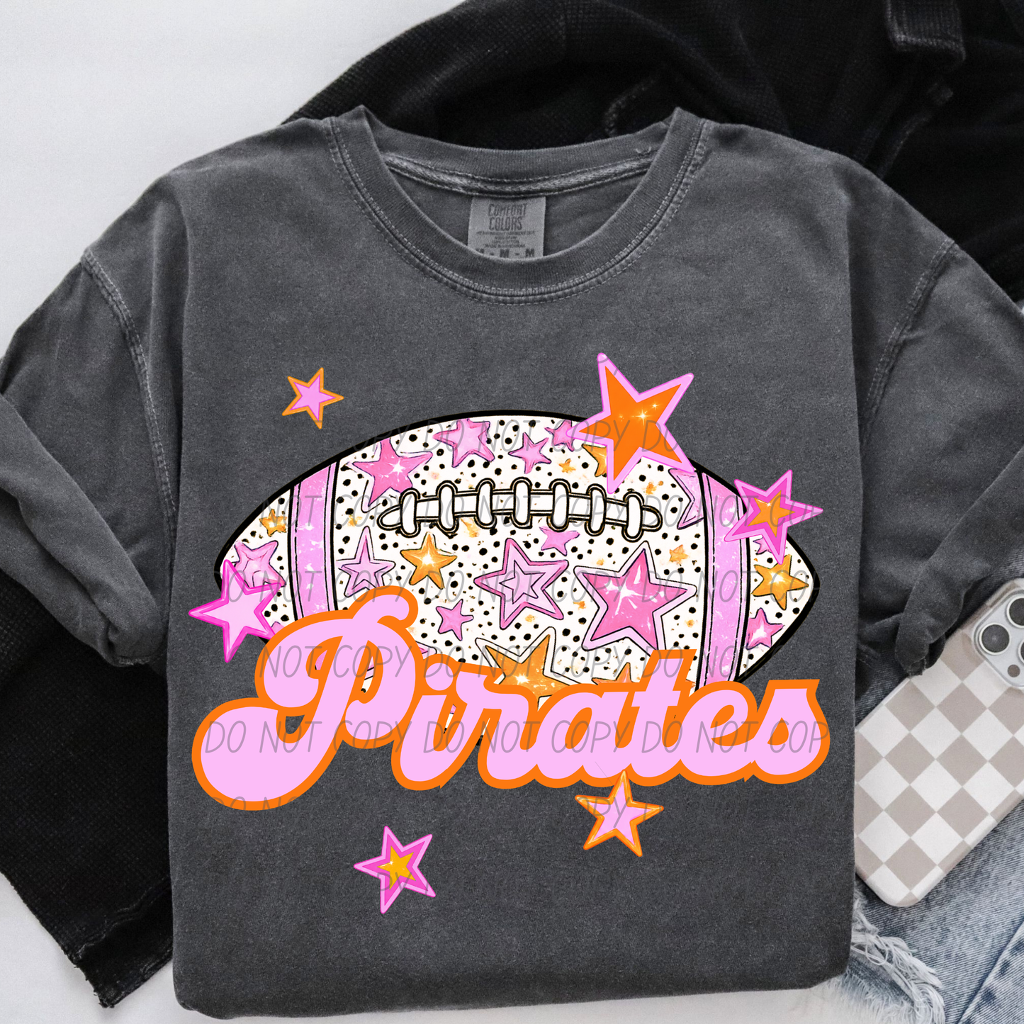 Football Pink Orange Stars Mascot (Dropdown)- DTF&UV