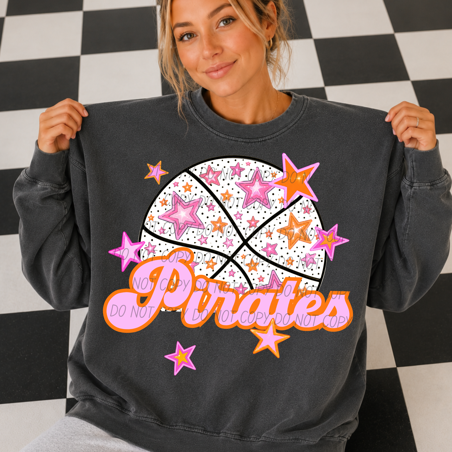 Basketball Pink Orange Stars Mascot (Dropdown)- DTF&UV