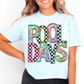 POOL DAYS faux embroidery floral checkered-DTF