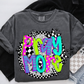 PRAY MORE checkered circle-DTF