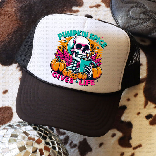 Pumpkin Spice Gives Life Trucker Faux Hat Patch - DTF