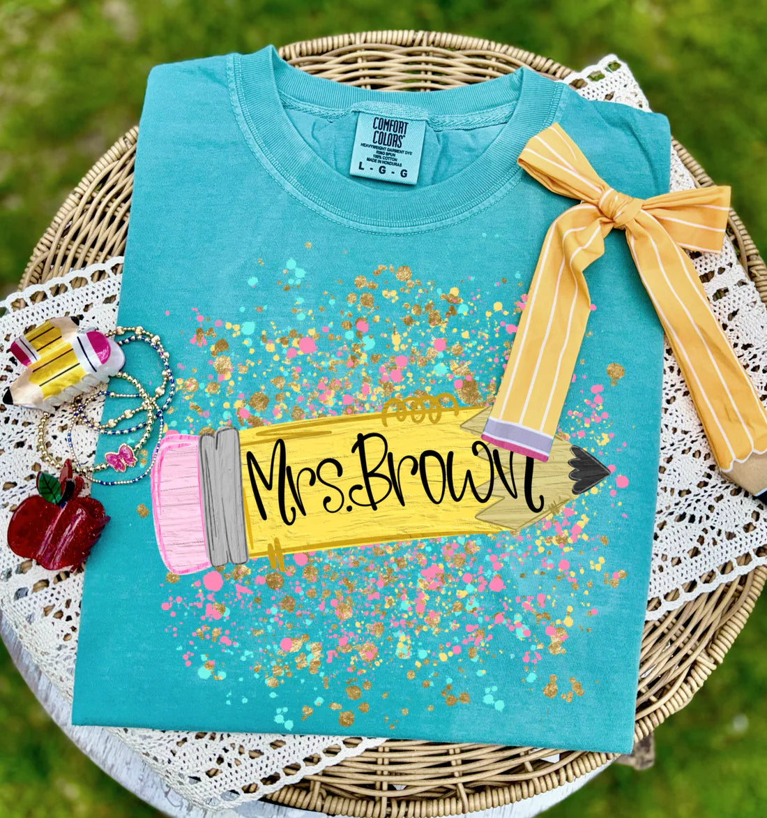 Splatter Pencil Teacher/Student Name CUSTOM -DTF&UV