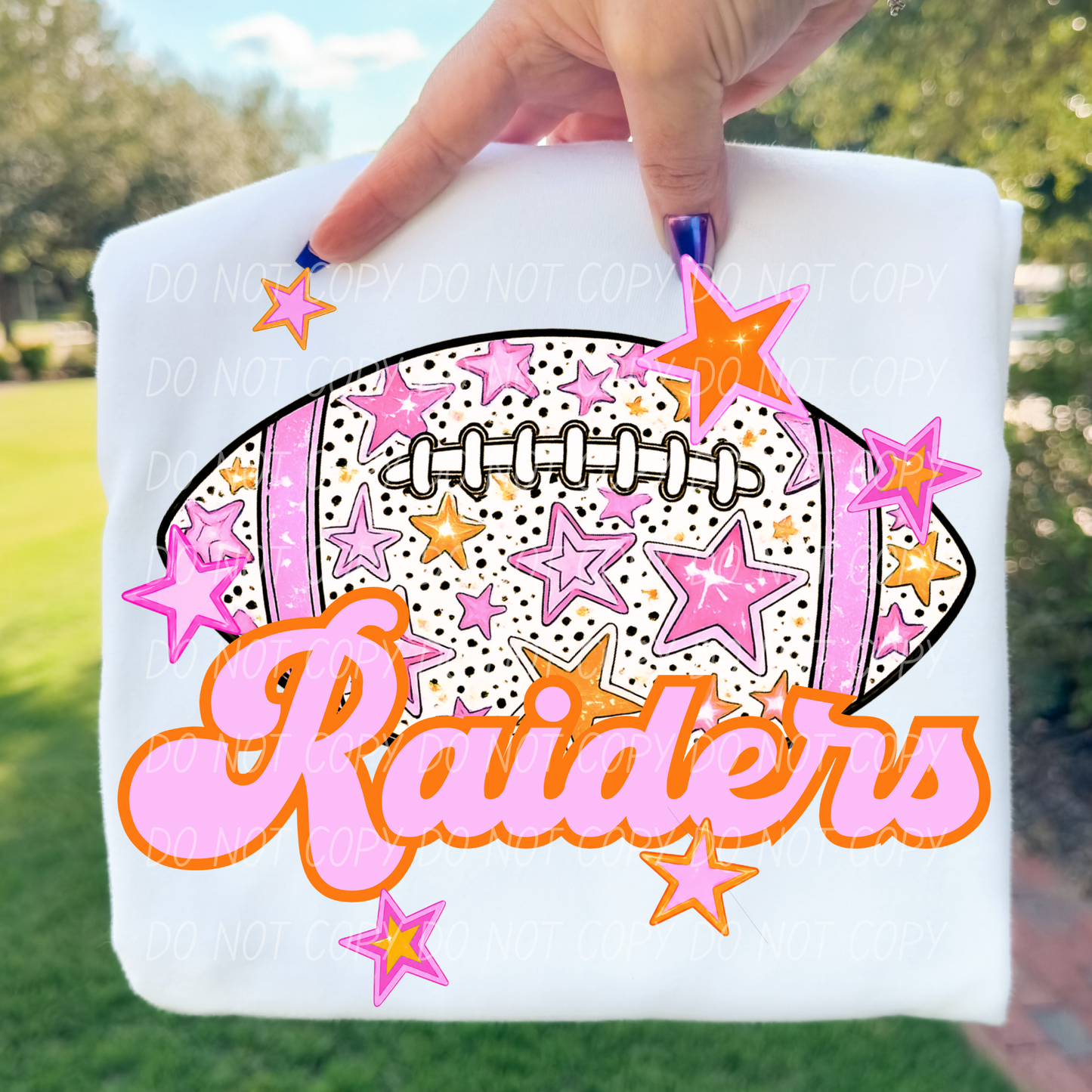 Football Pink Orange Stars Mascot (Dropdown)- DTF&UV
