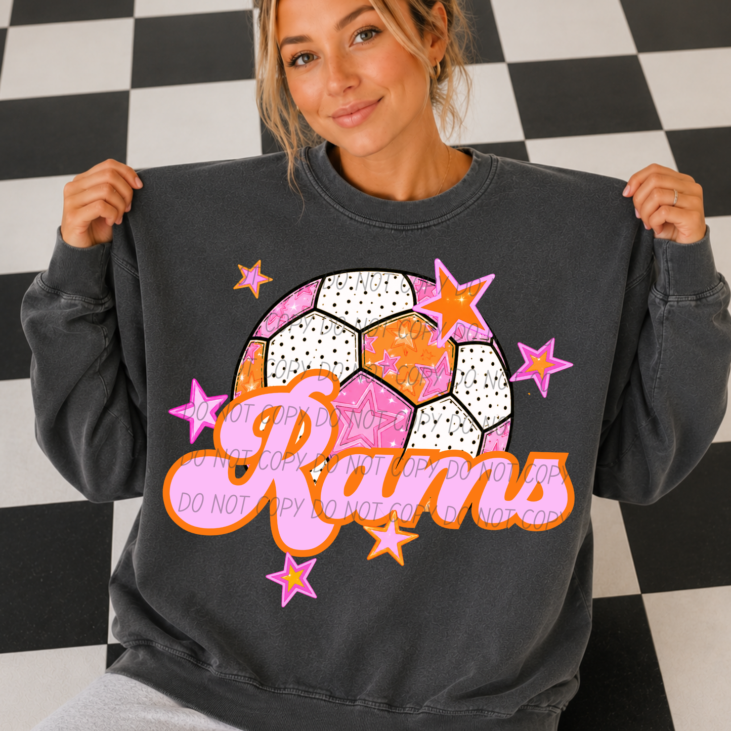 Soccer Pink Orange Stars Mascot (Dropdown)- DTF&UV