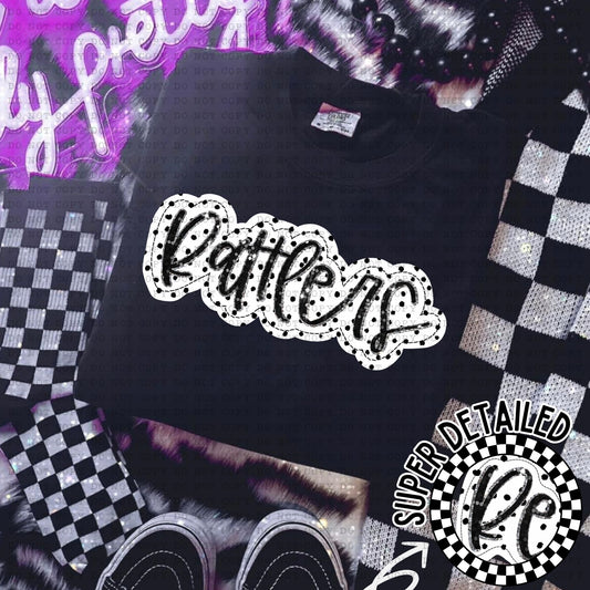 Rattlers Black And White Polka Dot Faux Stitch - DTF