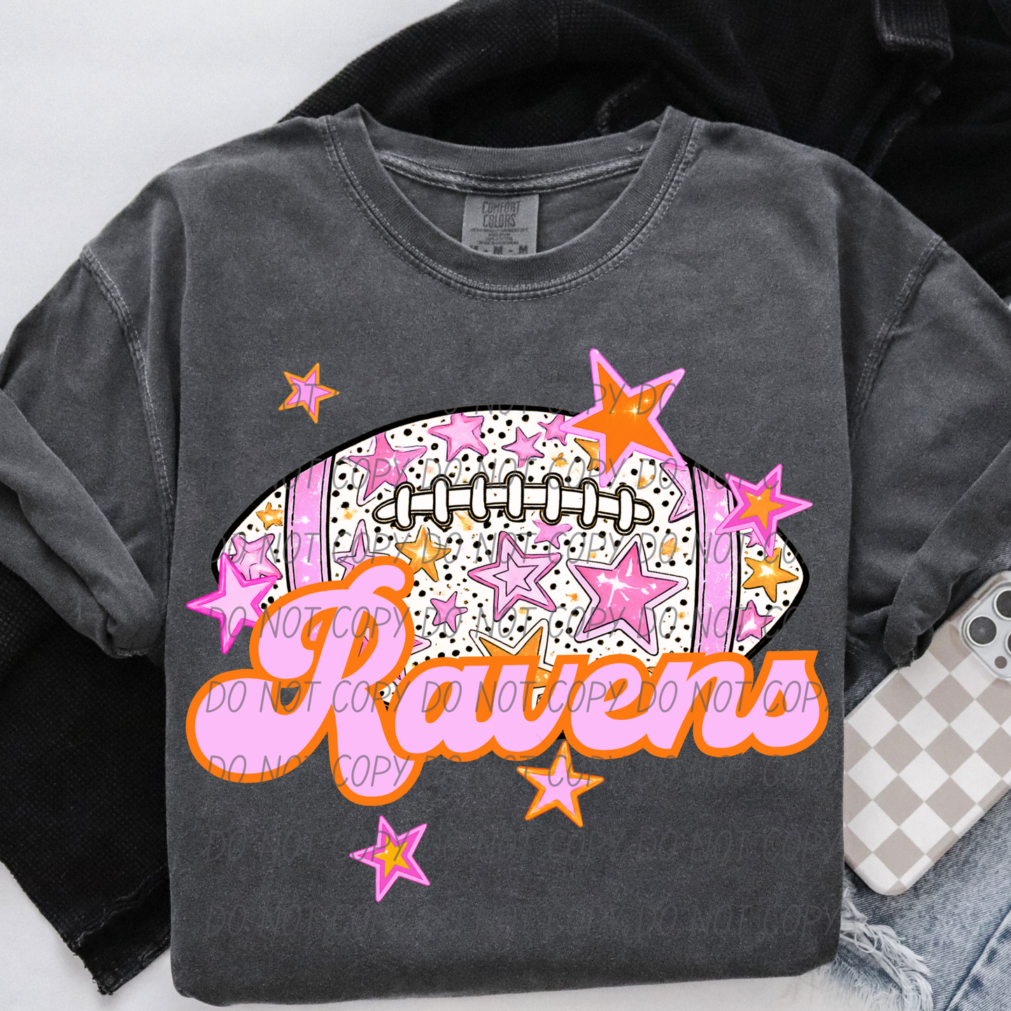 Football Pink Orange Stars Mascot (Dropdown)- DTF&UV