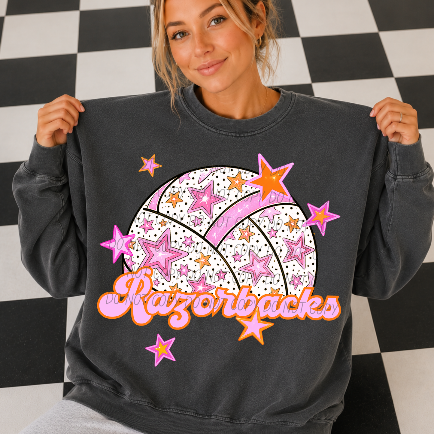 Volleyball Pink Orange Stars Mascot (Dropdown)- DTF&UV