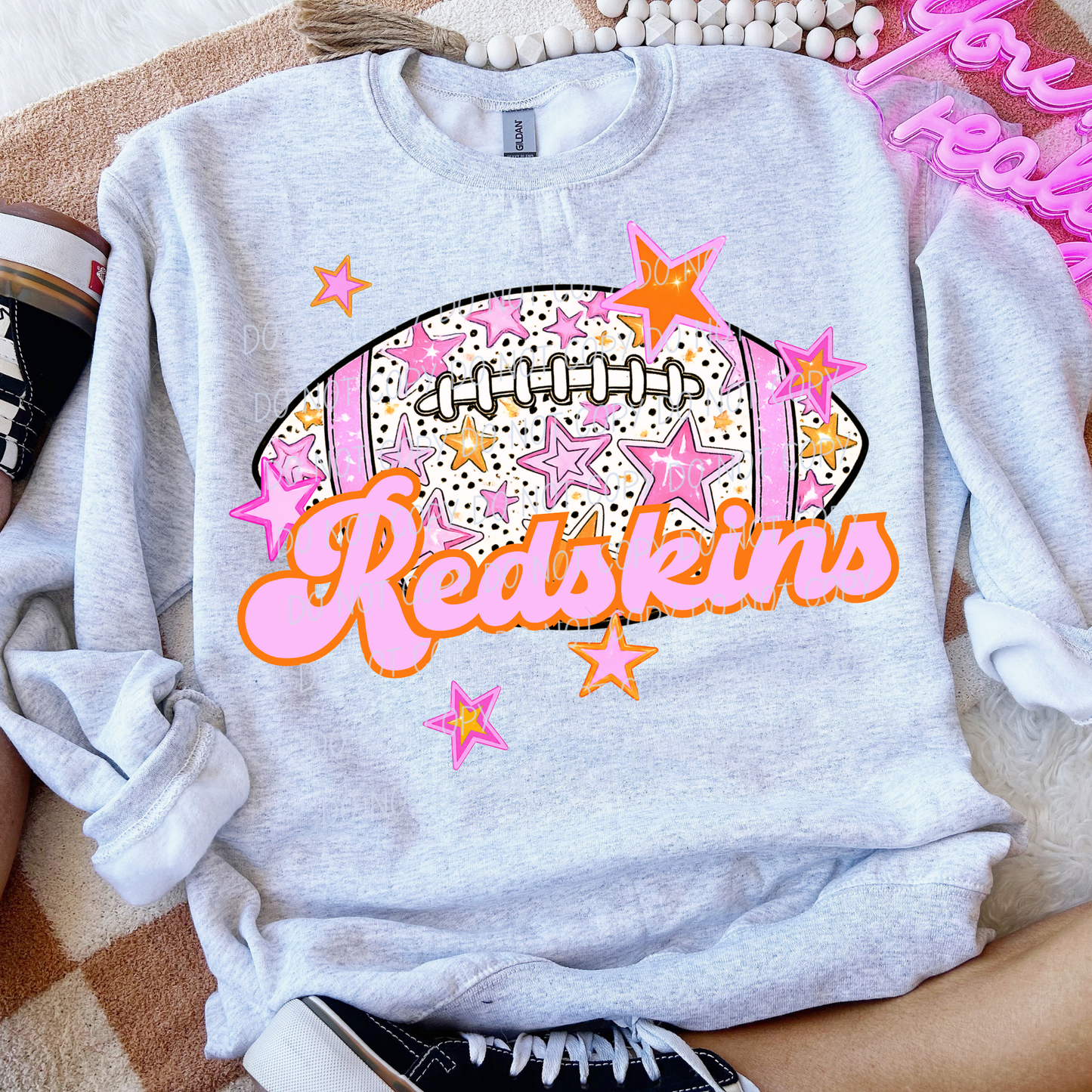 Football Pink Orange Stars Mascot (Dropdown)- DTF&UV